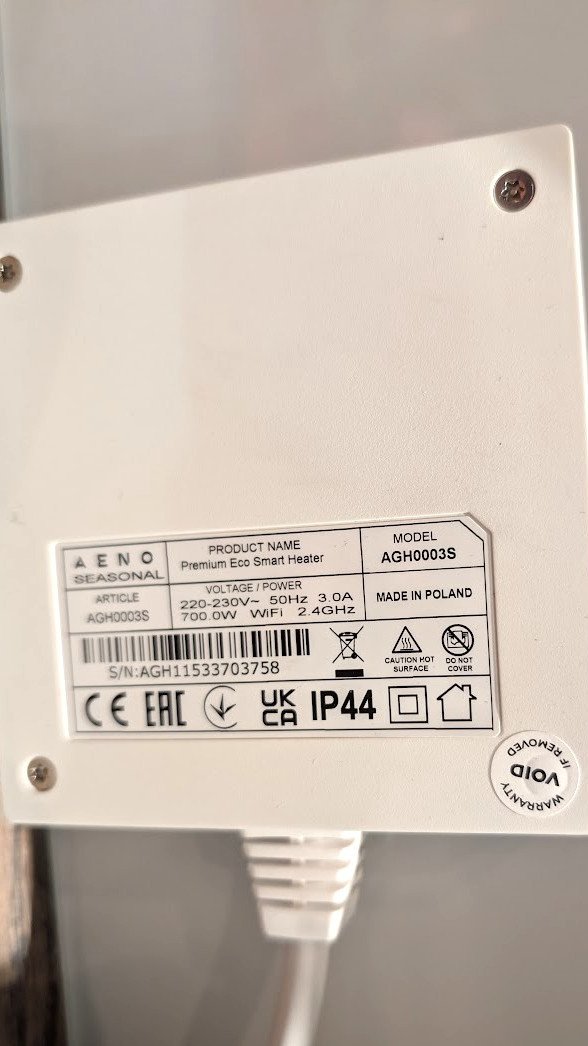 Aeno kütteseade AGH0003S Premium Eco Smart, 700 W, valge